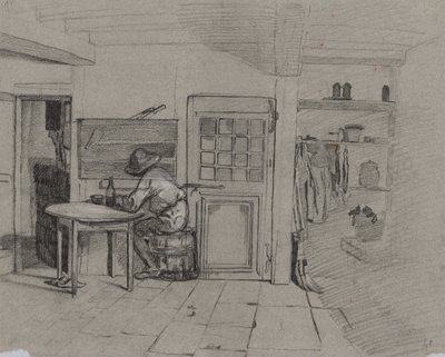 Bauernhausinterieur mit einem Jungen am Tisch, ca. 1846 von Alexandre Gabriel Decamps