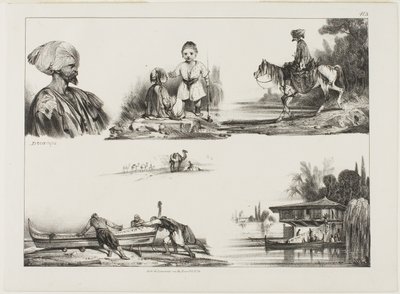 Blatt mit Skizzen, Nr. 3 von Alexandre Gabriel Decamps