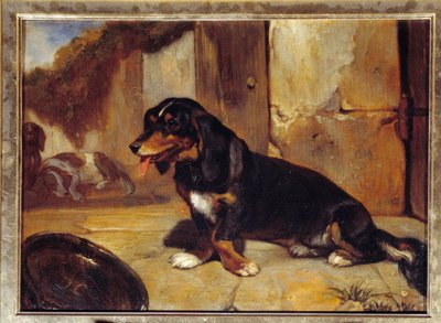 Ein Basset-Hund. Jagdhunde in Ruhe von Alexandre Gabriel Decamps