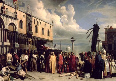 Begräbniszeremonien für Tizian, der 1576 in Venedig an der Pest starb von Alexandre Jean Baptiste Hesse