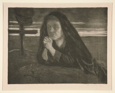 Unbetitelte Studie einer betenden Frau bei einem Soldaten von Alexandre Lunois