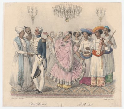 Eine Nautch, aus Vierundzwanzig Tafeln zur Veranschaulichung der hinduistischen und europäischen Sitten in Bengalen, 1832 von Alexandre Marie Colin