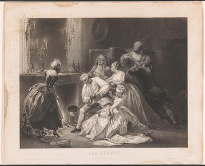 Elegante Gesellschaft backt Pfannkuchen (Les crêpes) von Alexandre Vincent Sixdeniers
