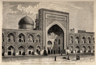 Innenhof der Moschee von Imam Aly Riza in Mashhad, Zeichnung von A. de Bar, zur Illustration der Reise nach Khorasan 1858, von N. de Khanikof. Gravur in „Le tour du monde“ 1861. Sammlung Selva. von Alexandre de (after) Bar