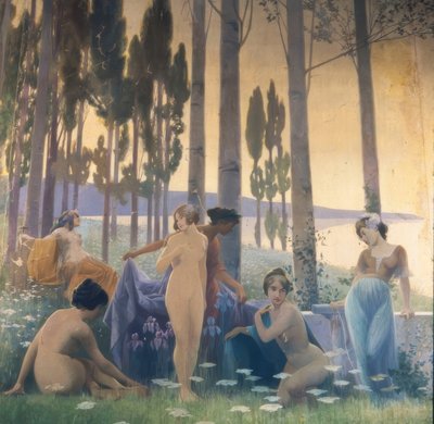 Wandgemälde, das eine Allegorie der Landwirtschaft, Industrie und Export darstellt von Alexandre de Riquer