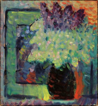Großes Stillleben, Fliederstrauß in Vase, 1936 von Alexei Javlensky von