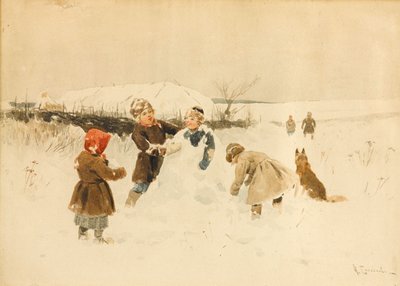Einen Schneemann bauen, 1891 von Alexei Stepanovich Stepanov