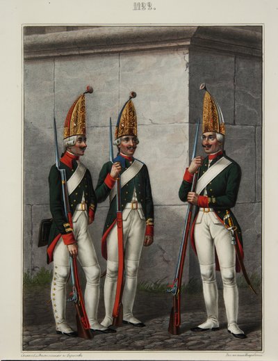 Grenadiere des Preobrazhensky-, Semenovsky- und Izmailovsky-Regiments 1796-1797, 1840er Jahre von Alexey Gavrilovich Petrovsky