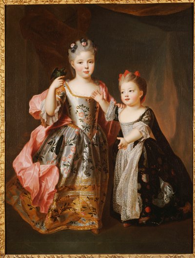 Porträt von zwei jungen Mädchen, angeblich Adelaide und Victoire, Töchter von Ludwig XV von Alexis Simon Belle