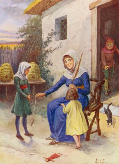 Merrie England: Lernen zu spinnen von Alfred (after) Pearse