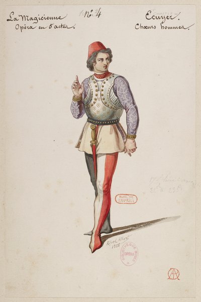 Halévy - Die Zauberin - Kostümentwürfe von Alfred Albert - 04. Knappe, Männerchöre von Alfred Albert