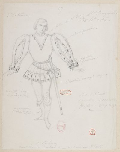 Halévy - Die Zauberin - Kostümentwürfe von Alfred Albert - 17. (René), M. Gueymard, 3. Kostüm, 3. und 4. Akt von Alfred Albert