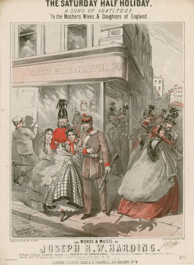 Musikpartitur für The Saturday Half Holiday, Worte und Musik von Joseph R W Harding von Alfred Concanen