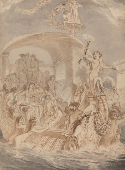 Kleopatra auf dem Cydnus, um Antonius zu treffen von Alfred Edward Chalon