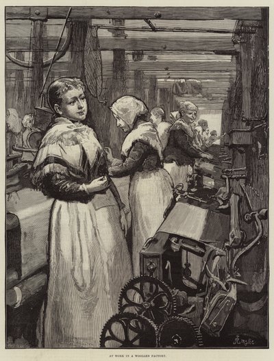 Bei der Arbeit in einer Wollfabrik von Alfred Edward Emslie