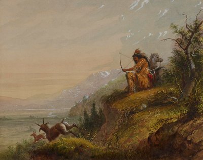 Ein Pawnee-Indianer bei der Antilopenjagd von Alfred Jacob Miller