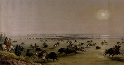 Eine "Umzingelung" von Büffeln durch Indianer von Alfred Jacob Miller