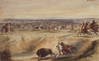 Eine Umzingelung oder Büffeljagd, um 1839 von Alfred Jacob Miller