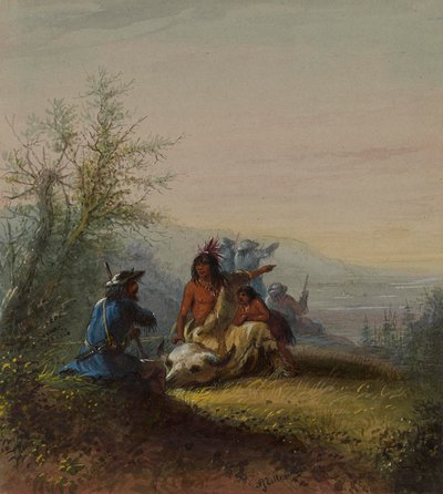 Gruppe eines Bergbewohners und eines Kansas-Indianers von Alfred Jacob Miller