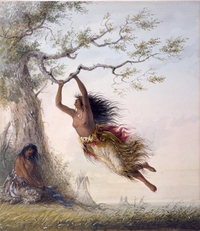 Indianermädchen beim Schaukeln von Alfred Jacob Miller