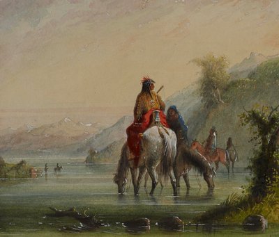 Indianermädchen tränken Pferde (Eau Sucre River) von Alfred Jacob Miller