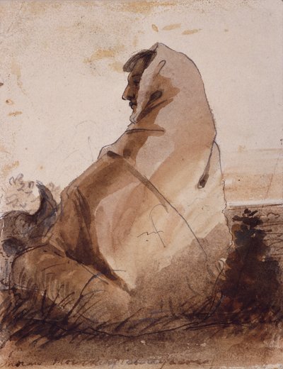 Indianer trauert über ein Grab, markiert durch einen Büffelschädel, ca. 1837 von Alfred Jacob Miller