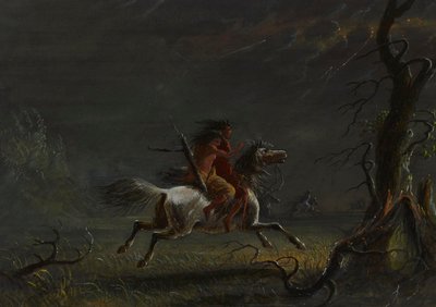 Indianer in einem Sturm: Nachtszene von Alfred Jacob Miller