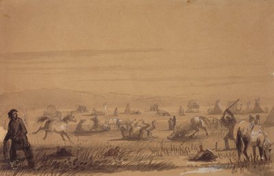 Das Lager erreichen, die Sättel abnehmen, ca. 1837 von Alfred Jacob Miller