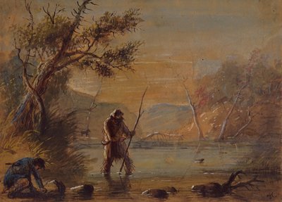 Fallenstellen für Biber, ca. 1837 von Alfred Jacob Miller
