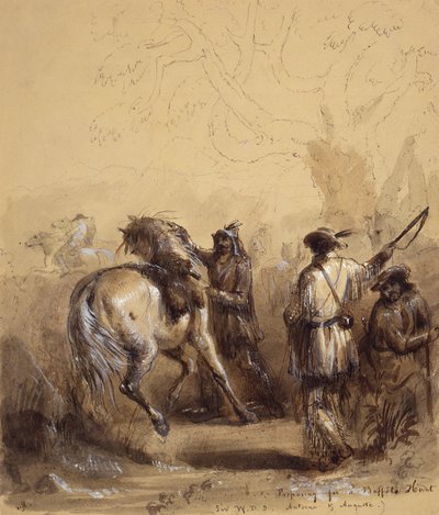 Sir W.D.S., Antoine und Auguste oder Vorbereitung auf eine Büffeljagd, ca. 1837 von Alfred Jacob Miller