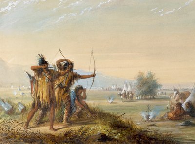 Schlangenindianer - beim Prüfen von Bögen von Alfred Jacob Miller
