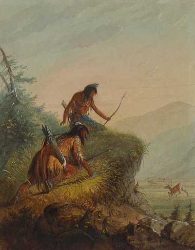 Schlangenindianer schießen auf Wapitis von Alfred Jacob Miller