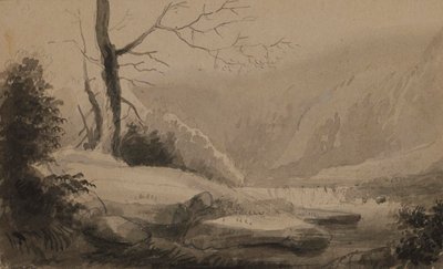 Ansicht eines Baches und von Bergen von Alfred Jacob Miller