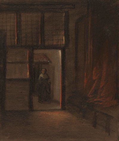 Frau im Türrahmen von Alfred Jacob Miller
