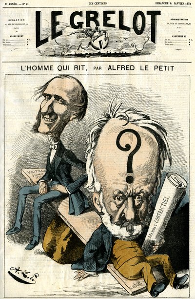 Victor Hugo und Der lachende Mann. Karikatur von Alfred Le Petit