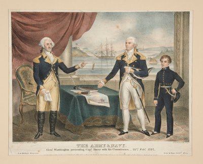 Die Armee & Marine, General Washington überreicht Captain Barry seine Kommission von Alfred M. Hoffy