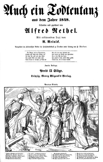 Totentanz 1848: Der Tod wird zur Erde geschickt von Alfred Rethel