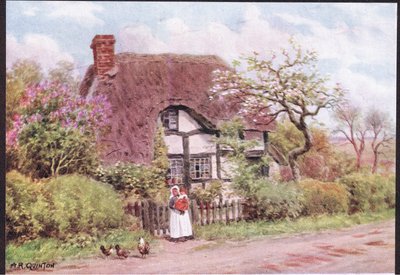 Flieder und Apfelblüten, Harvington, Worcester, aus The Cottages and the Village Life of Rural England, veröffentlicht von Dent & Sons Limited, 1912 von Alfred Robert Quinton