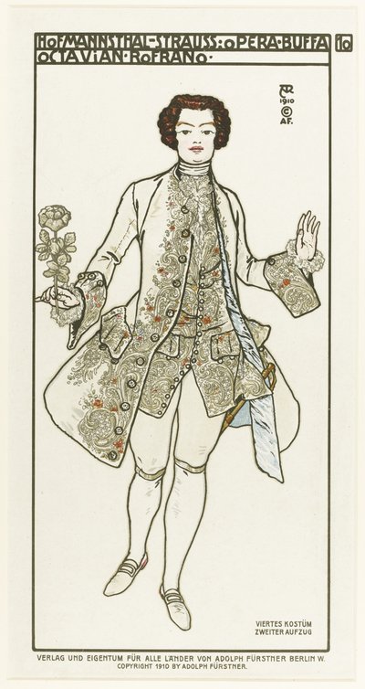 Kostümentwurf für die Oper Der Rosenkavalier von Richard Strauss, 1910 von Alfred Roller
