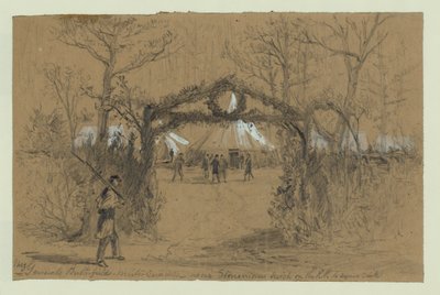 Maj General Butterfields Winterquartiere in der Nähe von Stonemans Schalter an der Eisenbahn nach Aquia Creek von Alfred Rudolph Waud