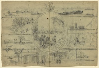 Szenen im Zusammenhang mit dem Dutch Gap Canal von Alfred Rudolph Waud