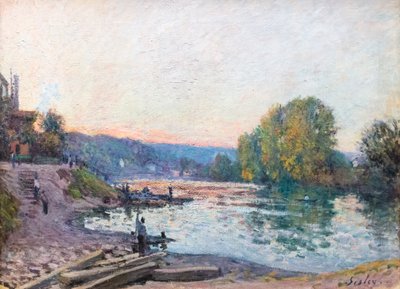 Ufer der Seine, Sonnenlichteffekt bei Dämmerung von Alfred Sisley