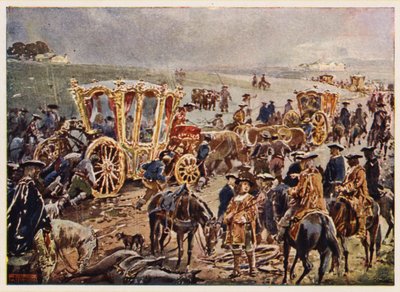König Johann V. von Portugal reist zur spanischen Grenze von Alfredo Roque Gameiro