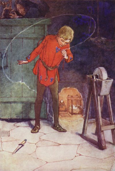 Er sah Tinker Bell in seinem Glas (Farblithografie) von Alice Bolingbroke (after) Woodward