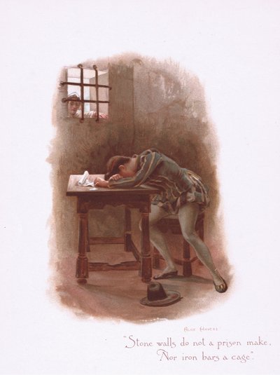 Steinmauern machen kein Gefängnis, aus Some Old Love Songs, veröffentlicht von Hildesheimer & Faulkner, 1892 von Alice Havers