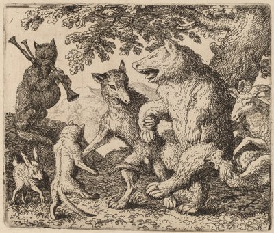 Alle freuen sich über den Bären und den Wolf, wahrscheinlich ca. 1645-1656 von Allart van Everdingen