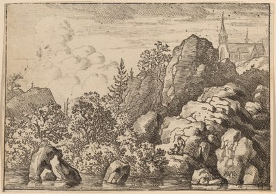 Kirche auf einem Hügel, wahrscheinlich um 1645-1656 von Allart van Everdingen