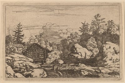 Hütten am Ufer, wahrscheinlich ca. 1645-1656 von Allart van Everdingen