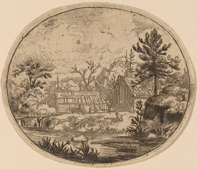 Hamlet am Ufer eines Flusses, wahrscheinlich ca. 1645-1656 von Allart van Everdingen