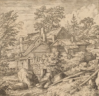 Hamlet auf einem Berghang, wahrscheinlich ca. 1645-1656 von Allart van Everdingen
